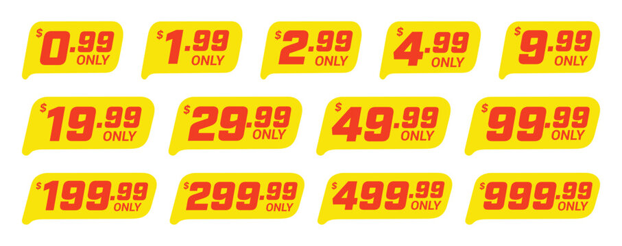 price tag collection with various amounts yellow and red vector illustration high quality professional detailed modern elegant stylish clean crisp vibrant colorful digital