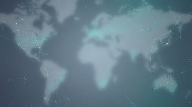 Travel and Global Mobility: Abstract World Map Background with Connected Network Lines