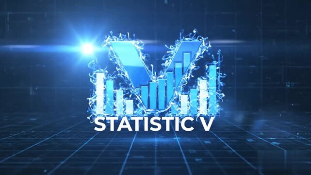Modern Corporate Blue V Logo with Statistical Growth Graph Elements for Financial Data Analytics Branding and Business Intelligence Visual Identity Template