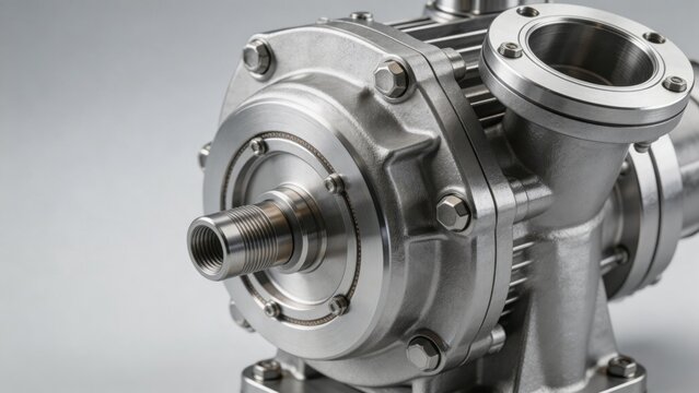 Closeup of a metallic industrial pump