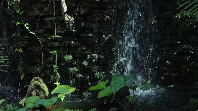 Small garden waterfall , outdoor Chiangmai Thailand.
