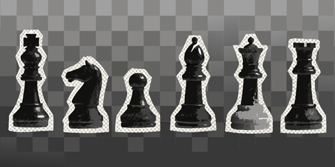 chess pieces silhouette on a checkered background © Bibhas