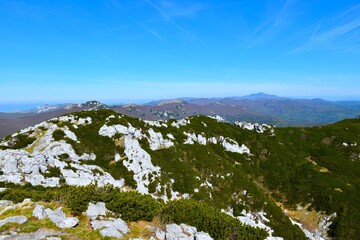 Fototapeta premium View from Veliki Risnjak mountain in Dinarides in Gorski Kotar, Croatia
