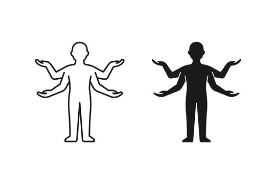 Six armed man silhouette icon representing multitasking and productivity