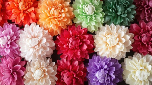 Radiant floral arrangement showcasing colorful dahlia blossoms on black background