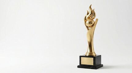 Golden sports trophy mockup on a white background
