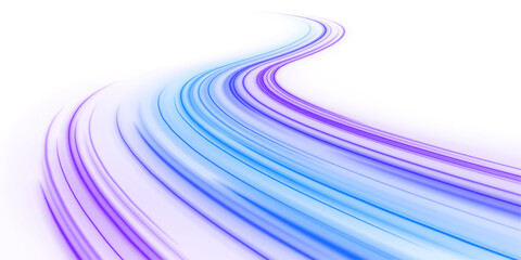 Futuristic car speed trails glow in blue neon. Motion blur lines show high velocity movement. Abstract energy waves create PNG design. © kleinstock