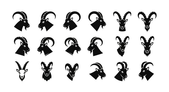 Collection of various goat head silhouettes.