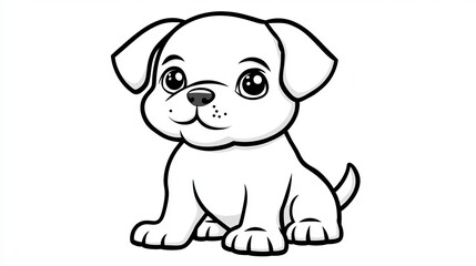 Naklejka premium Charming Cartoon Illustration of a Joyful Dog Sitting, Perfect for Kids and Pet Lovers, 2D Design