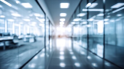Fototapeta premium Blurred office corridor with natural light