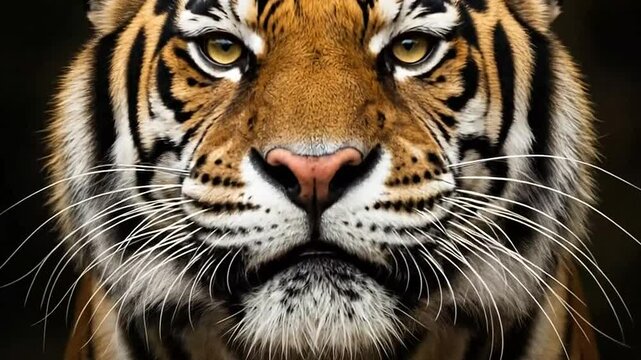 Bengal tiger roaring with open mouth on black background