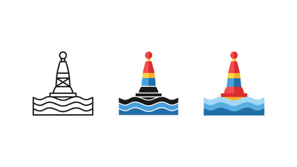 Vector illustrations of a buoy in water with nautical navigation illustration colorful © Nuyab Stock