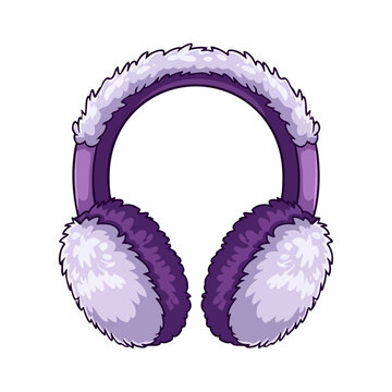 Purple fluffy winter earmuffs sticker