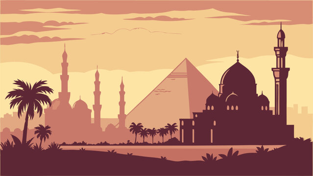 Cairo Skyline | 5000 Years of Civilisation Silhouette Poster Art
