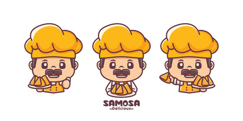 Obraz premium male chef cartoon with samosa