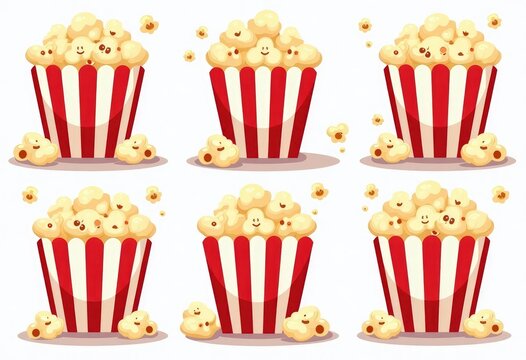 Seamless pattern with popcorn buckets on light background. Cinema snack illustration perfect for packaging design, movie themes, textile print, entertainment branding, posters, cards, websites, ads