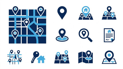 Fototapeta premium Navigation icons for digital mapping.