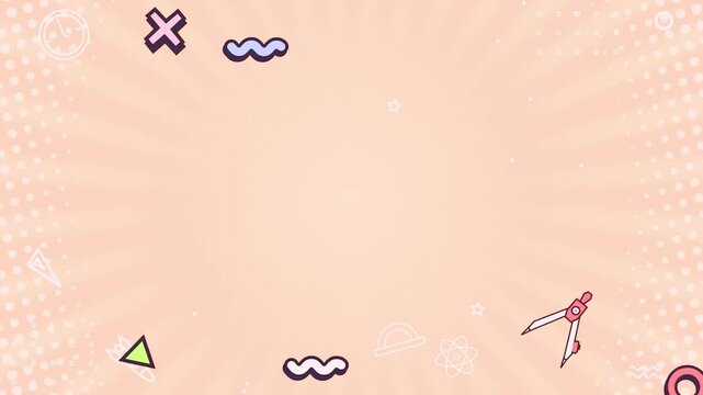 Animated background with educational icons for learning and science education school study knowledge discovery