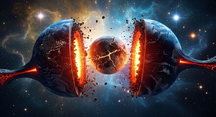 Abstract planet explosion