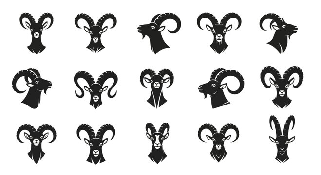 Collection of various goat head silhouettes.