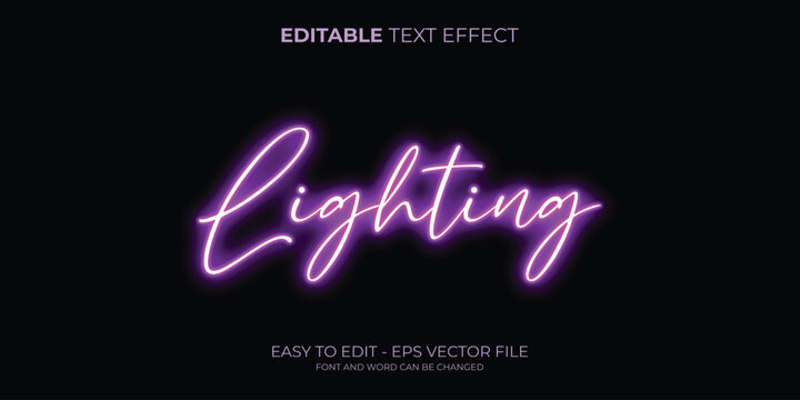Neon 3d Lighting Text Effect, Editable Glowing Font Style