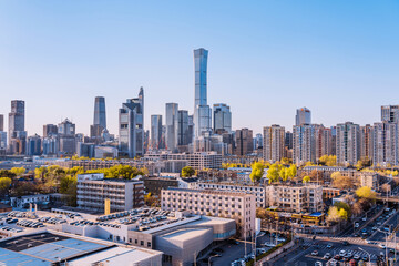 High angle view of the CBD business buildings in Beijing, China  (panorama building complex with no intellectual property problem) © Govan
