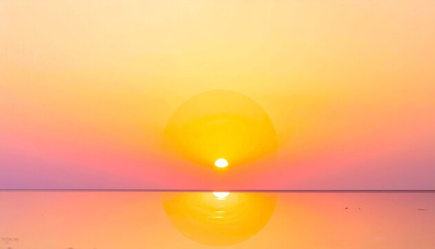 golden sunrise reflection on calm water with soft gradient sky minimal landscape