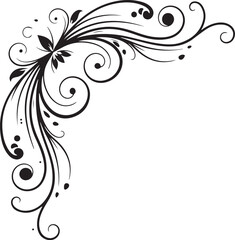 Fototapeta premium Black floral swirl vector, ornate border design, elegant illustration, decorative frame element