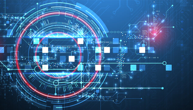 Abstract background. Scientific and technological concept with the use of technical elements formed in the shape of a circle. Vector