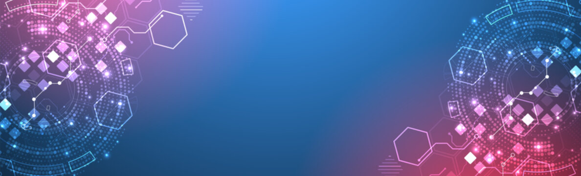 Abstract background. Scientific and technological concept with the use of technical elements formed in the shape of a circle. Vector