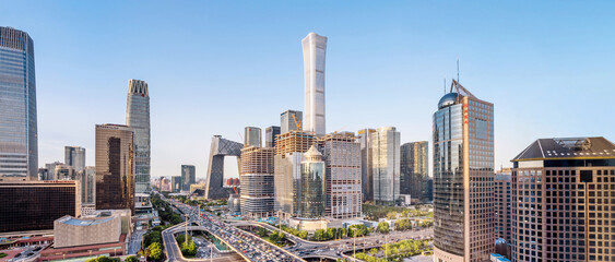 Obraz premium High angle view of the CBD building complex in Beijing, China