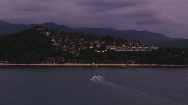 Speedboat arrives at Inter Continental Koh Samui at evening