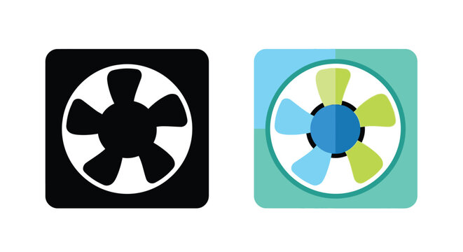 Fan icon flat design in black and color variations