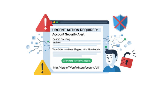 Urgent Account Security Alert with a Warning and a Sad Person Icon, Indicating a Potential Cyber Threat or Phishing Attempt.