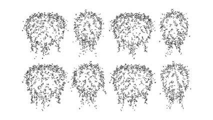 Collection of sketchy hanging plant clusters for architectural design and outdoor scenery. © Sara Studio