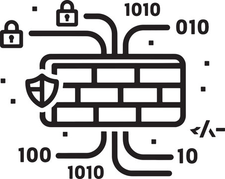 Black and white binary code pattern with geometric shapes