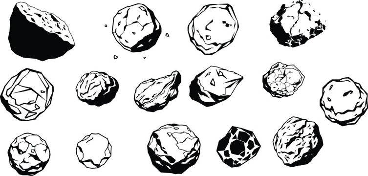 Asteroid Outline Icon with Irregular Rock Shape Design