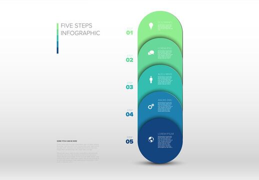 Five Steps Vertical Infographic Design Template with Icons and Text