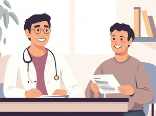Obraz premium Doctor and patient by cheerful setting