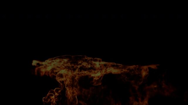 Floating Burning Fire Layer on Black Background Cinematic Animation