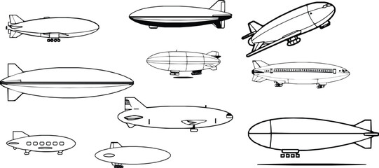 Blimp Outline Icon with Elongated Oval Shape Design © PRO_ED