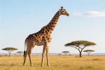 Obraz premium Giraffe standing in savanna landscape