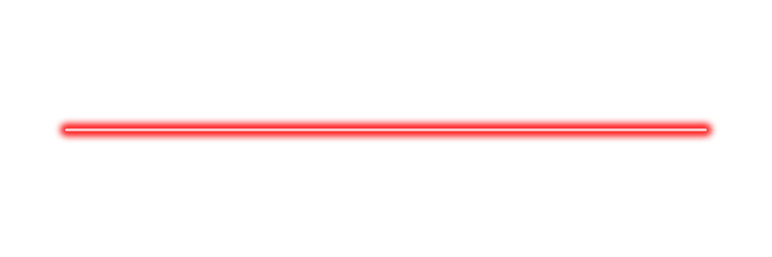glowing red neon horizontal line isolated on transparent background