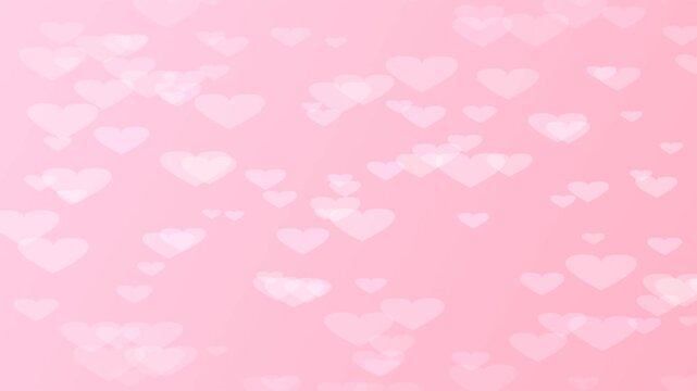 Soft pink animated hearts gently float across a pastel pink gradient background. This seamless loop motion graphic is perfect for romantic or celebratory themes.