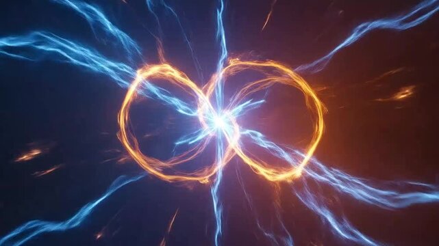 Glowing blue and orange energy forming an infinity symbol
