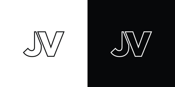 Letter J and V, JV logo design template. Minimal monogram initial based logotype.