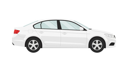 Obraz premium White sedan car illustration on isolated background for design projects
