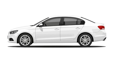 Naklejka premium White sedan car isolated on white background for design and commercial uses