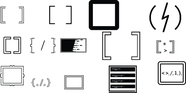 Code Brackets Outline Icon Programming Symbol Isolated on White Background