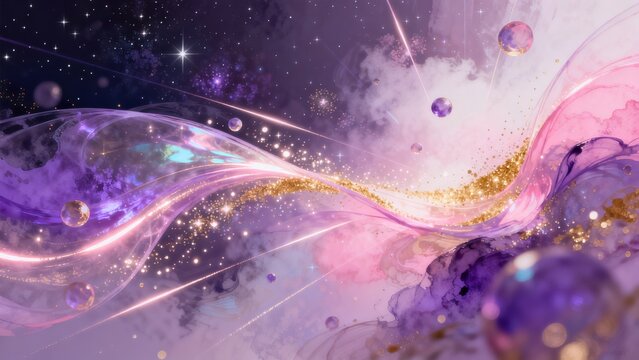 Abstract cosmic space with glowing orbs